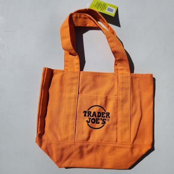 NEW Trader Joe's Orange Mini Tote Trick or Treat Canvas Bag Halloween Trader Joe - Picture 2 of 7